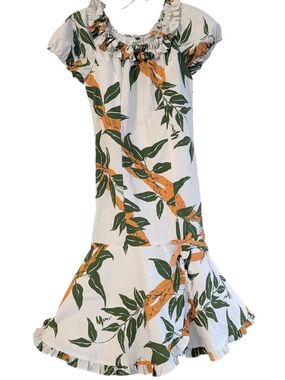 Vintage Mamo Howell Hawaiian Ruffle Muumuu Dress Size XXS